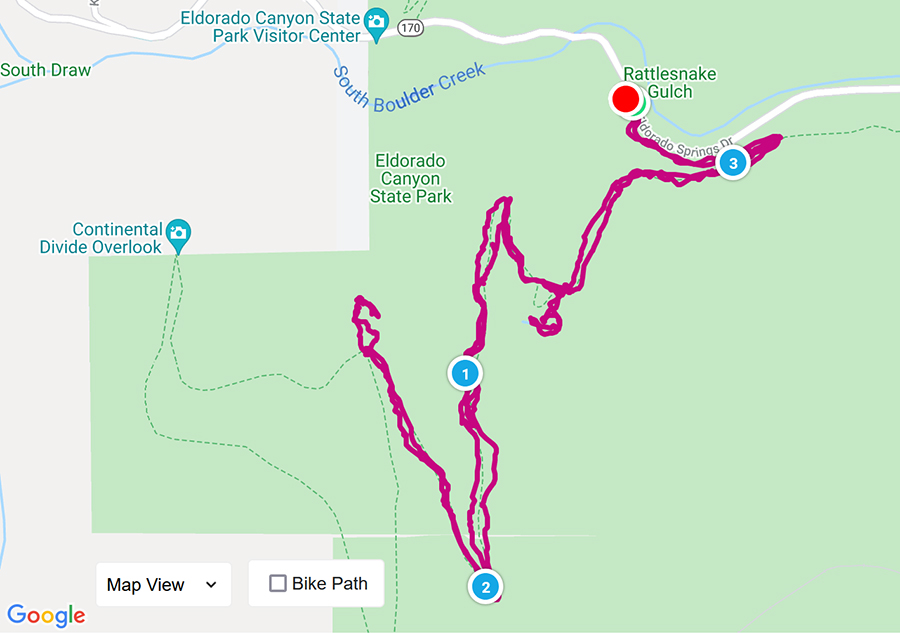 Rattlesnake Gulch Eldorado State Park map
