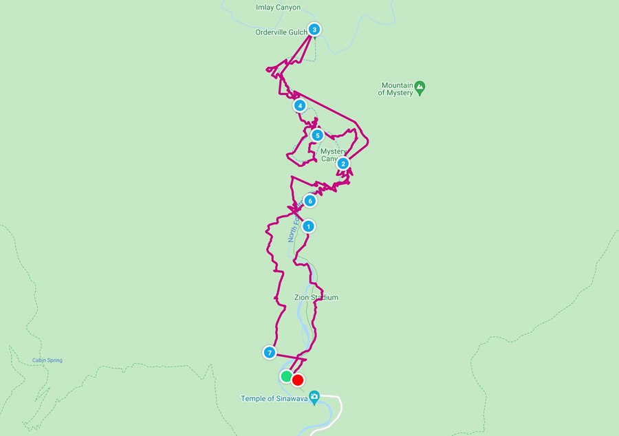 Trail Map The Narrows Bottom Up Zion National Park | OK Which Way