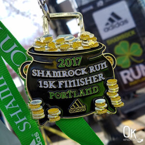 Shamrock Run Portland 15K Race Recap medal | OK Which Way