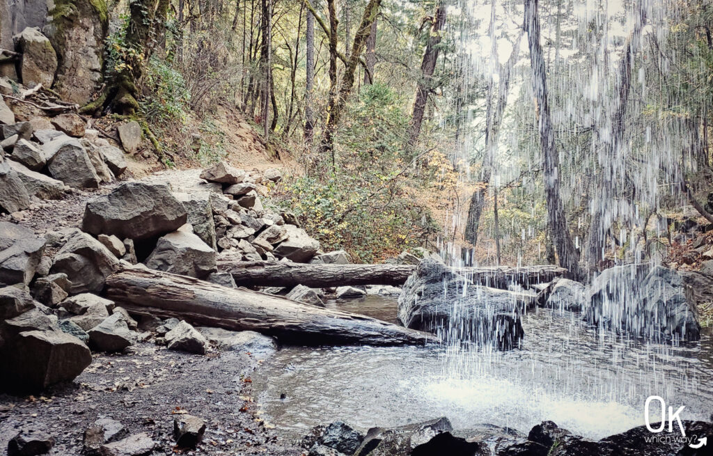 Hedge Creek Falls Trail Review behind the waterfall | OK Which Way