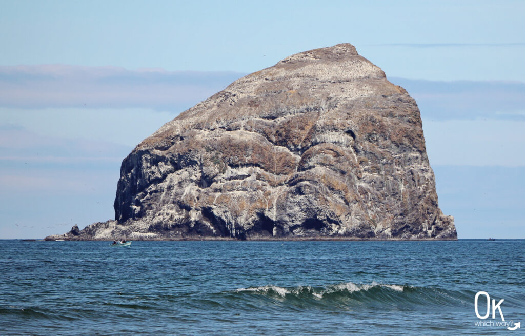 Haystack Rock at Pacific City with boat in foreground | OK Which Way