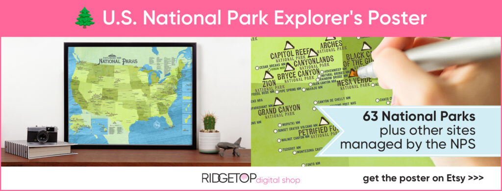 Record your travel adventures with a US National Park map poster