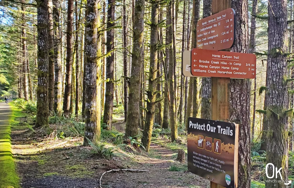 Stub Stewart trails intersecting with the Banks-Vernonia State Trail | OK Which Way