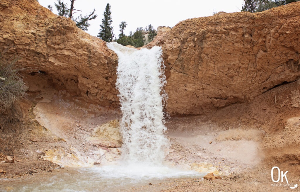 Tropic Ditch waterfall along Mossy Cave Trail at Bryce National Park | OK Which Way