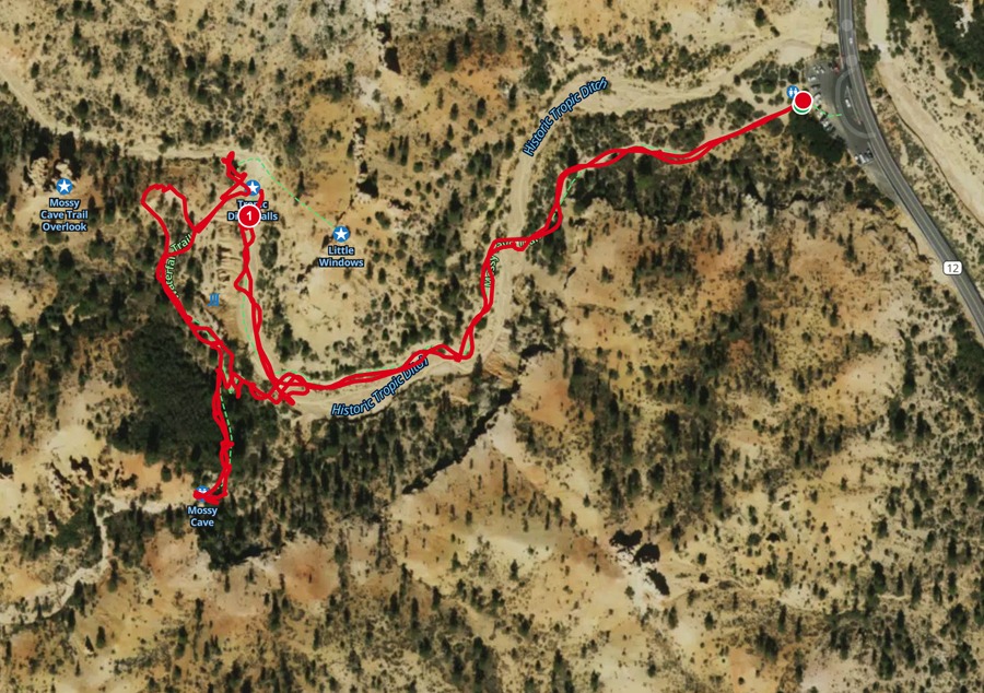 Trail stats at Mossy Cave Trail in Bryce National Park | OK Which Way